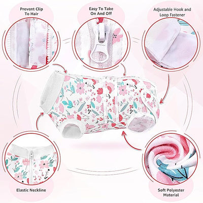 Lukovee Recovery Suit for Dogs, Zipper On Dog Surgery Suit for Female Male Dog, Onesies Bodysuit Prevent Licking Spay Abdominal Wounds Bandages E-Collar Alternative (Pink, 4XL)