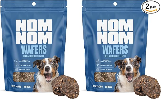 Nom Nom Beef & Blueberry Flavored Treats - Dog Snacks for Training, Rewards, and Mealtime Toppers - No Artificial Flavors or Colors - Prepared in The USA for Dogs 7oz (Pack of 2)