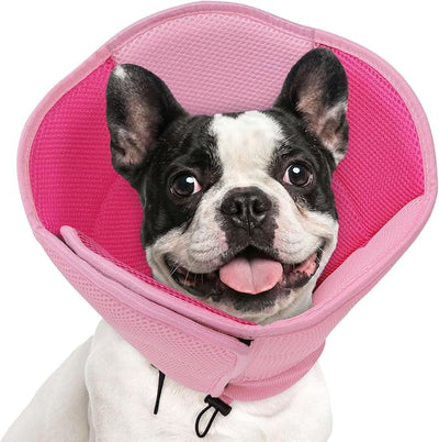AOFITEE Dog Cone - Soft Dog Cone Collar to Stop Licking, Adjustable Comfy Cones for Dogs After Surgery, Foldable Cones for Dogs Elizabethan Pet E-Collar for Medium Pets, Pet Recovery Collar, Pink M