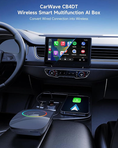 Wireless Carplay Adapter - Magic AI Box CarPlay Android Auto Wireless, Dual Wi-Fi & BT, Gen AI, HDMI Output, USB Playback, OBD, Video Box for YouTube, Netflix, Prime Video, Spotify CB4BT