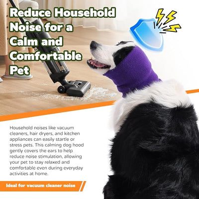 Dog & Cat Calming Band Cat Anxiety Relief Cover,Double Layer Thickened Pet Ears Elastic Neck Band Noise Cancelling Ear Muffs for Anxiety Relief/Noise Protection,Grooming,Thunder,Fireworks