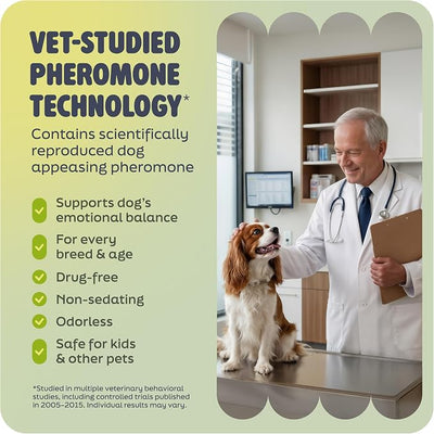 Dog Calming Diffuser Kit Pheromone Plug-in for Dogs, Helps Reduce Pee Accidents, Barking & Separation Anxiety – 1 Diffuser + 2 Refills + Toy | Mess-free support for home routines