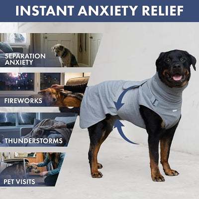 Spark Paws Anxiety Relief Vest for Dogs – Gentle Compression Dog Anxiety Suit, Calming Wrap for Separation Anxiety, Thunder, Fireworks, Suitable for Small Medium and Large Breeds - Grey - Size S