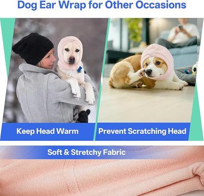 MIGOHI Small Dog Anxiety Relief Ear Muffs - Anti-Slip Dog Ear Cover for Thunderstorm, Fireworks, Sound Reducing Ear Padding & Keep Warm Wrap for Small Dog,M,Pink