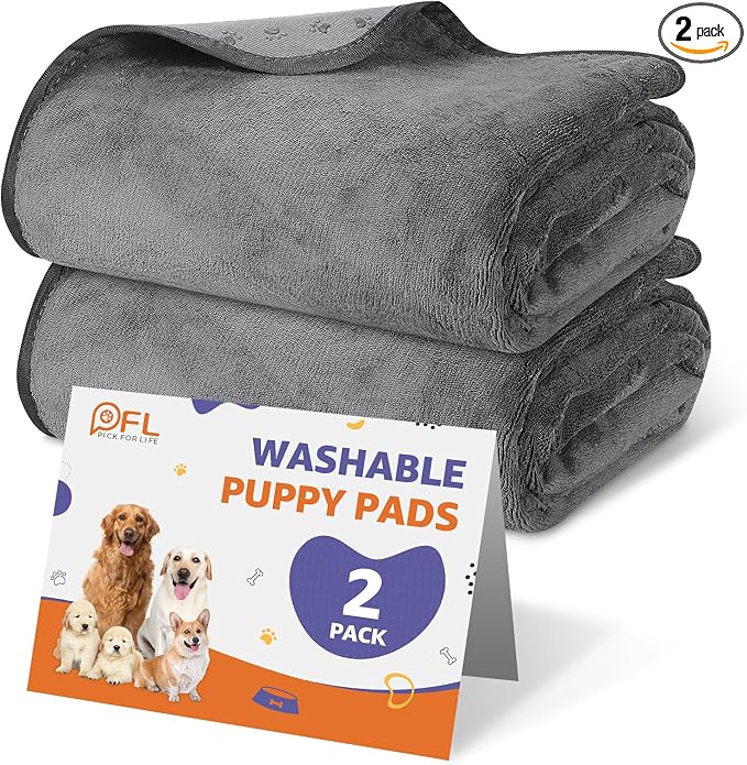 PICK FOR LIFE Washable Dog Pee Pads, 48x48 Reusable Puppy Whelping Pads, Absorb Dog Mats Non-Slip Reusable Pet Training Pad for Whelping, Potty, Training, Playpen, Crate, 2PACK
