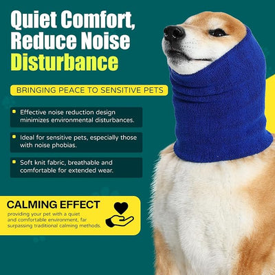 Dog Calming Hoodie Quiet Head Cover Sleeves Double Layer Thickened Dog Ear Muffs Noise Protection,Dog Hematoma Ear Wrap, Dog Headband for Anxiety Relief for Bath, Thunderstorms