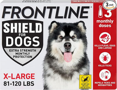 FRONTLINE Shield Flea & Tick Treatment for Dogs 81-120 lbs. (Red) Count of 3