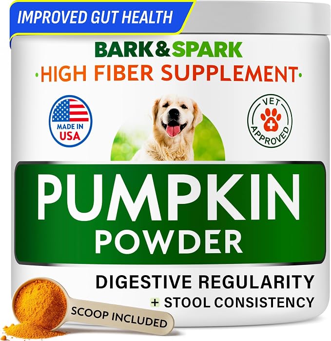 BARK&SPARK Pumpkin Powder for Dogs - 8oz Powdered Fiber Supplement and Stool Softener - Upset Stomach, Food Sensitivity - Improve Digestion - 8oz Powder