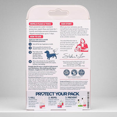 Wondercide - Flea & Tick Dog Spot On - Flea, Tick, and Mosquito Repellent, Prevention for Dogs with Natural Essential Oils - Up to 3 Months Protection - Small 3 Tubes of 0.05 oz