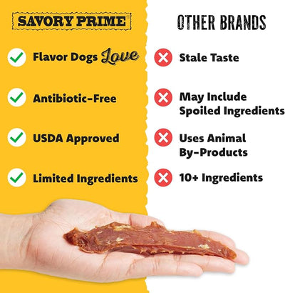 Savory Prime Duck Jerky Dog Treats, Made with 100% Real Duck Breast, Farm Raised, Healthy, Easily Digestible, High Protein, Satisfies Dog's Urge to Chew, 2 Pounds (Pack of 1)
