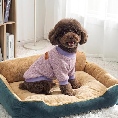 2 Pack Dog Sweaters for Small Dogs Girl Boy Winter Fleece Clothes Warm Soft Dog Sweatshirt Outfit for Dogs Cats Pet Apparel (Blue Purple+ Sweet Purple, L (Back: 15.7",Chest: 19.6",14-18Ibs))