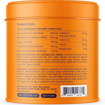 Finn Hip & Joint Chews for Dogs | Glucosamine, Chondroitin & MSM | 90 Ct