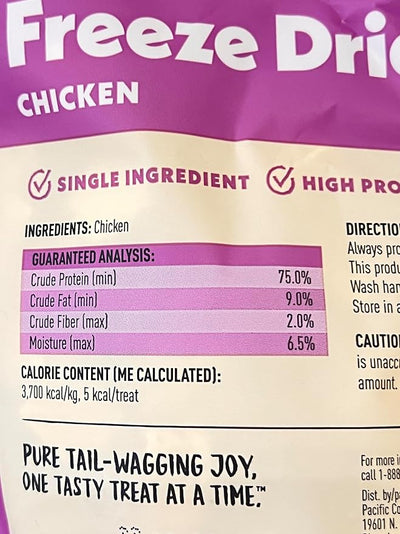 Wiggles & Wags Freeze Dried Chicken Crunchy Dog Treats,5 oz, 1 Pack