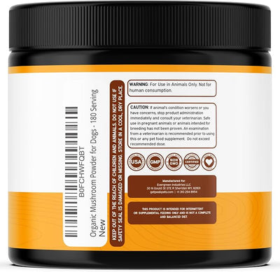 Turkey Tail Mushroom for Dogs Supplement Powder (90g) Organic Mushroom Complex with Lion's Mane for Dogs - Immune Support, Brain Health and Digestion - Third Party Tested, Non-GMO and Made in USA