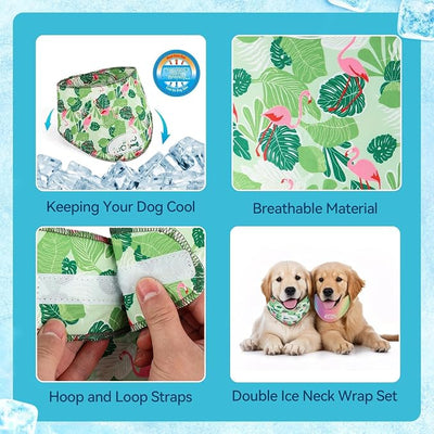 ALL FOR PAWS Cooling Bandana for Dogs, 2 Pack Dog Cooling Neck Wrap, Ice Dog Bandanas for Large Dogs, Cooling Scarf for Dogs, Blue Neck Cooler for Dogs(L, Neck Girth 17.3-20.4 Inch)