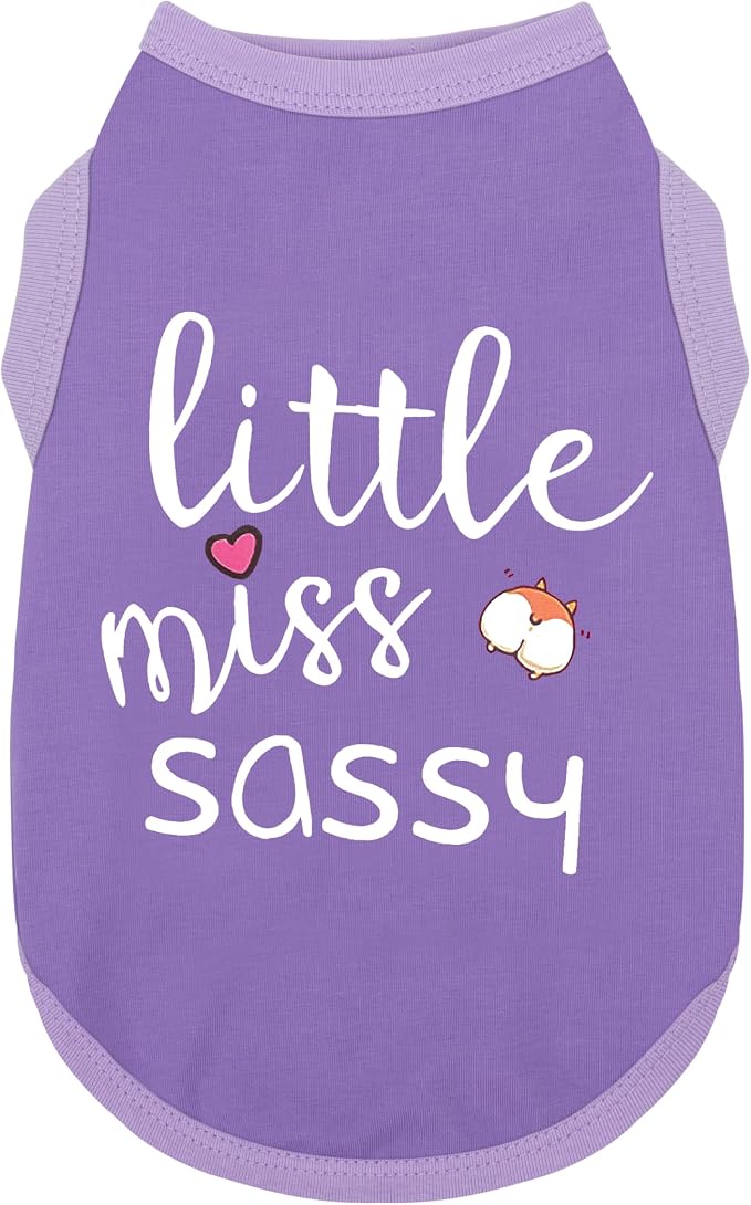 Paiaite Dog Clothes Fashionable Sleeveless Pet Vest: 'Little Miss Sassy' Printed Cotton Dog Shirt, Ideal for Small, Medium, and Large Breeds, Ensuring Comfort and Breathability Purple XS