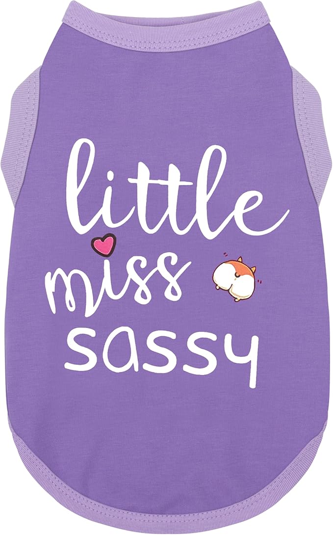 Paiaite Dog Clothes Fashionable Sleeveless Pet Vest: 'Little Miss Sassy' Printed Cotton Dog Shirt, Ideal for Small, Medium, and Large Breeds, Ensuring Comfort and Breathability Purple M