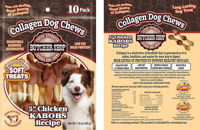 Butcher Shop Collagen Dog Chews 5" Chicken Kabobs Dog Treats (2 Pack - 7.10 oz per Pack)