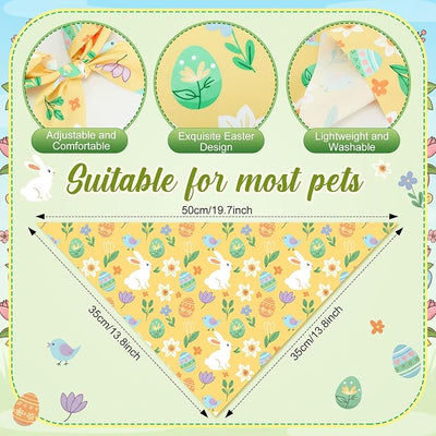 Weewooday 50 Pcs Easter Dog Bandanas Bulk with Bunny Rabbit Egg Carrot Pattern Soft Bibs Adjustable Triangle Pet Scarf Bowtie for Small Medium Large Costume Grooming(19.7 x 13.8 x 13.8 Inch)