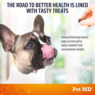 Pet MD Salmon Oil Chews for Dogs - Dog Skin and Coat Supplement - 120ct | Omega 3 & 6 for Pets with DHA & EPA - Promotes Allergy & Dry Skin Relief
