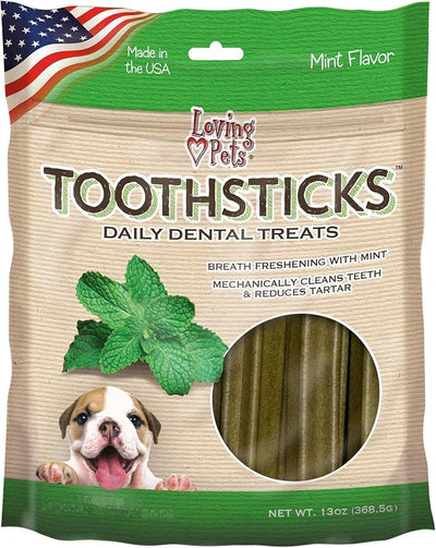 Loving Pets Toothsticks – Fresh Mint Dental Sticks for Dogs (for Medium/Large Dogs 20-100+ lbs)