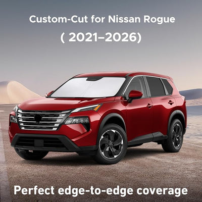 EcoNour Windshield Sunshade Compatible for Nissan Rogue 2021-2024 2025 2026, (Not for Rogue Sport) Sun Visor for Front Windshield & Window Sun Shade Cover, UV Heat Protector, Car Accessories