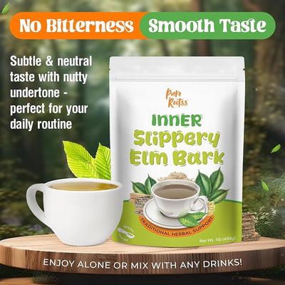Slippery Elm Bark Powder 1lb for Intimate Moisture, Soothing Throat & Coughing, Digestive & Gut Health, Superior Inner Bark Source, Non-GMO, Pet Friendly Natural Herb