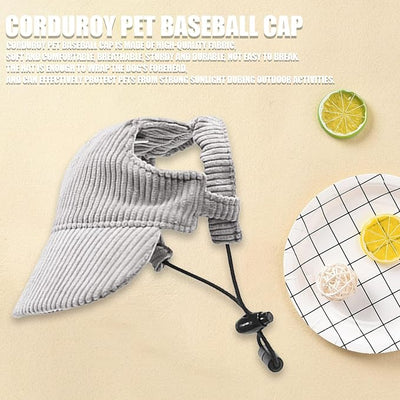 Dog Baseball Cap, Dog Cat Summer Beach Visor Hat with Ear Holes, Adjustable Puppy Sunbonnet Headdress (Grey, X-Small)