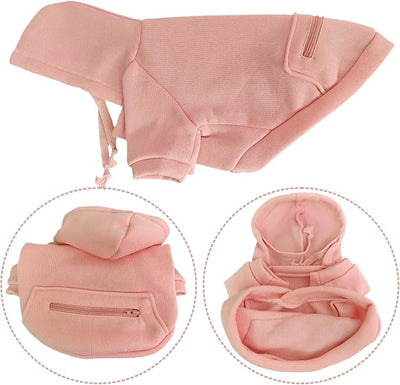 Jecikelon Dog Hoodies for Small Dogs with Zipper Pocket, Soft Fleece Puppy Clothes with Rope Hat, Warm Winter Outfits Cold Weather Coats, Cute Sweatshirt Chihuahua Costume (Pink, X-Small)