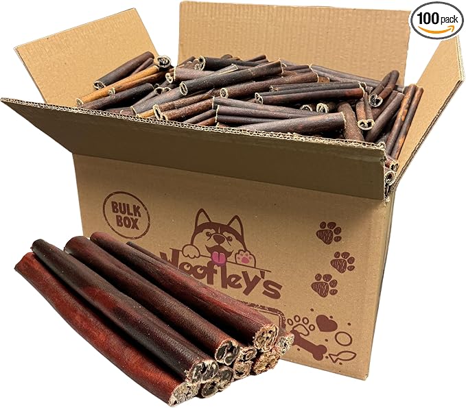 Woofley's 6 Inch Collagen Sticks for Dogs - (100 Count) Bully Stick Rawhide Alternative Dog Chews No Hide Bones for Medium & Large Dogs