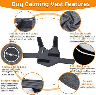 Dog Anxiety Jacket, Skin-Friendly Dog Calming Shirt - Dog Coat for Thunder, Fireworks, Vet Visits and Separation - Keep Pet Calm Without Medicine & Training, Anti Anxiety Vest for Dogs