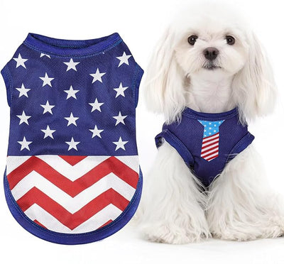 American Flag Inspired Dog Vest: Perfect Dog Shirt, Ideal Tank Top for Everyday Wear, Independence Day Celebrations Quality Materials for a Cute and Stylish Look Classic Blue Star S
