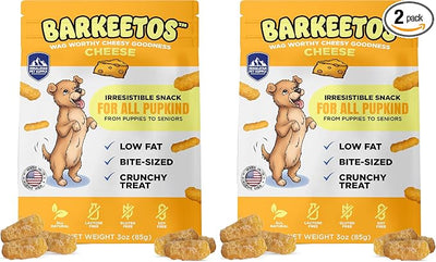 Barkeetos Cheese | Made with Real Himalayan Cheese | Protein Rich - Lactose Free - Gluten Free - Grain Free | USA Made | for All Breeds | 3 oz of Droolicious, Crunchy Goodness (Pack of 2)