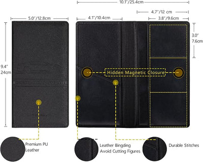 TOURSUIT Car Registration and Insurance Card Holder, Vehicle License Document Glove Box Compartment Organizer, Interior Car Accessories for Women Men (Cross Black)