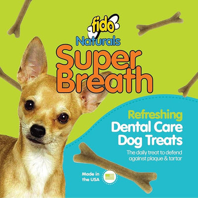 Fido Super Breath Dental Care Bones for Dogs, Mini - 21 Count - Fresh Breath Dog Dental Treats for Small Dogs - Plaque & Tartar Control - Made in USA