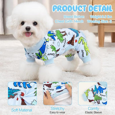 XPUDAC 4 Pack Dog Pajamas for Small Medium Sized Doggie Comfy Strechy Dog Pjs for Boy Puppy Clothes Cat Onesies Pet Outfits, L