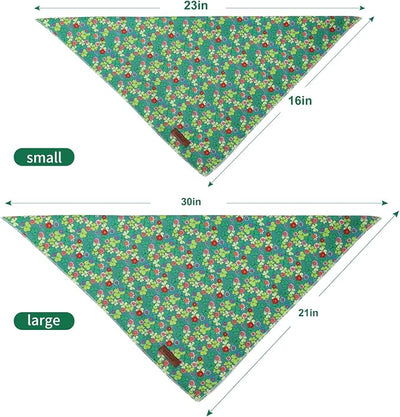 St. Patrick‘s Day Dog Bandana - Green Flower Shamrock Dog Neck Scarf, Soft Pet Bib for Puppy Kitten, Holiday Photo Dogs Cats Prop for Daily Use Parties & Pet Photography S