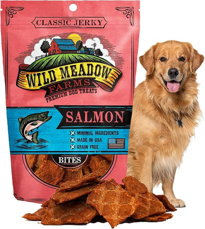Classic Salmon Bites, Soft Jerky Treats for Dogs, Grain-Free & All-Natural, Ideal for Training, Portioning, and High-Value Rewards for All Breeds & Ages - 3.5 Ounce Pouch