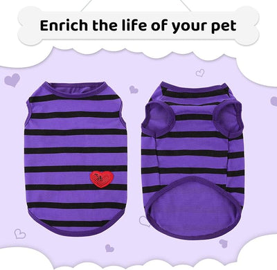 Dog Shirts for Small Dogs, Striped T-Shirts Pets Vest Pet Apparel Tee Shirts Dog Tank Top Spring Summer Suitable for Chihuahua French Bulldog Bichon Shih Tzu