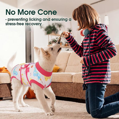 Kuoser Dog Surgery Recovery Suit, Pet Recovery Suit for Dogs Female Male Spay Neuter, Anti-Licking Dog Surgical Onesie for Abdominal Wounds Skin Issues, Dogs Bodysuit Cone E-Collar Alternative, L