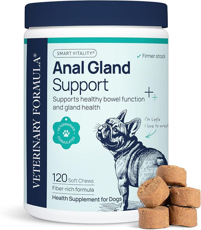 Veterinary Formula Anal Gland Support Chews for Dogs, 120 Count | no scoot chews, dog anal gland supplement, pumpkin and probiotics, soft chews for all breeds and sizes