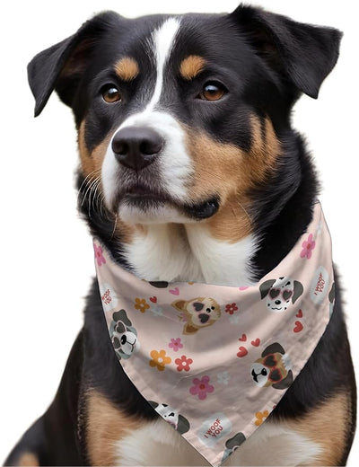 W Brings Bandana for Dogs | This Stunning Gorgeous Design Dog Bandana Scarf is Perfect Styling Accessory for Dogs Large, Medium & Small. One Size Fits All. (Medium - Large, I Woof You)