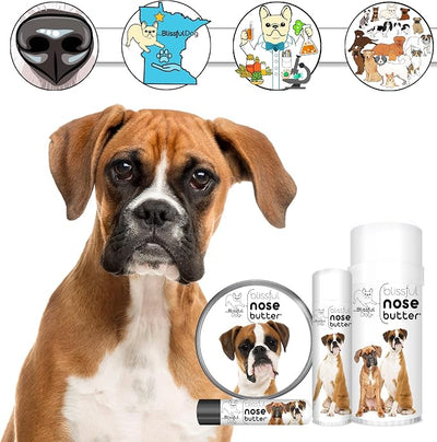 The Blissful Dog Fawn Boxer Nose Butter for Dry, Cracked Skin, Lick-Safe Dog Nose Balm with Moisturizing Shea Butter, Almond, Olive, and Essential Oils, Pet Supplies, Uncented, 1 oz.