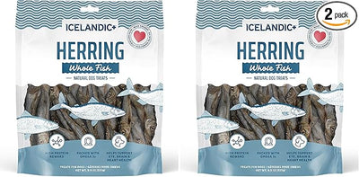 Icelandic+ Whole Fish Herring - 9oz Bag - Dog Treats,Pure Wild-Caught & Air-Dried,Ingredient Snack,Pet Chew,Just The Fish Nothing Else,(Pack of 2)