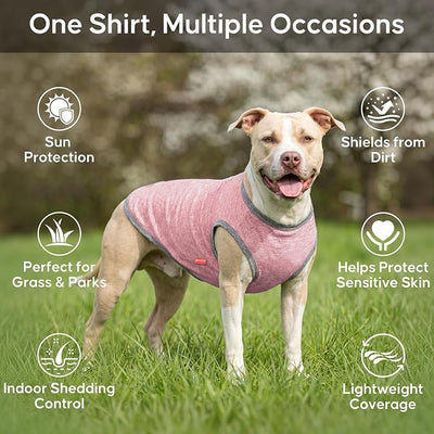 KYEESE 2Pack Dog Shirt, Lightweight Sun Protection Sleeveless Dog T Shirts for Small Dogs Girl, Breathable Pet Reflective Tank Top Summer Dogs Clothes for Outdoor Walking, Pink+Grey, L