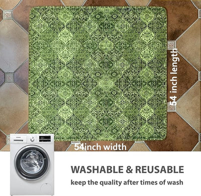 nunubaby Washable Pee Pads for Dogs, Stylish, Non-Slip and Leak-Proof Pee Pads. Reusable Potty Pads for Dogs for Crates and Floors.(Green/Multi,54" x54" )