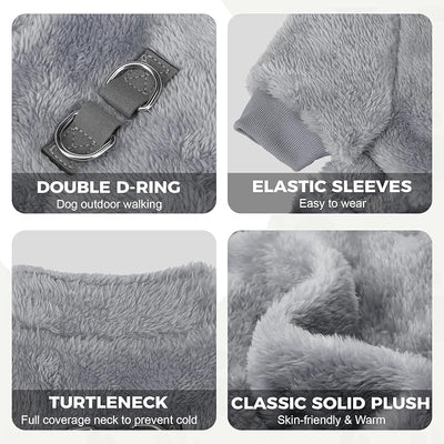 PAWCHIE Dog Fuzzy Velvet Pajamas,Dog Sweater Winter Cloth for Small Dogs Cat,Boy Girl,Pet Jumpsuit, Doggy Apparel,Grey,M