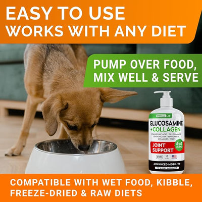 STRELLALAB Liquid Glucosamine for Dogs 32 OZ - Joint Support - All-Natural Hip & Joint Supplement, Glucosamine Chondroitin Liquid, MSM & Collagen for Dogs Mobility, Joint Pain Relief (Pack of 2 16oz)
