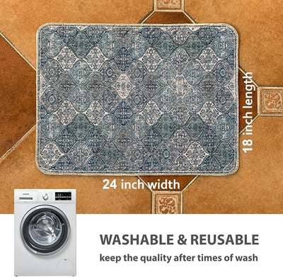 nunubaby Washable Pee Pads for Dogs, Stylish, Non-Slip and Leak-Proof Pee Pads. Reusable Potty Pads for Dogs for Crates and Floors.(Blue/Multi, 18" x24" )