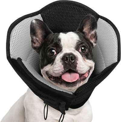 AOFITEE Dog Cone - Soft Cone for Dogs to Stop Licking After Surgery, Foldable Small Dog Cone Collar, Adjustable Cones for Dogs for Wound Healing, Elizabethan Pet E-Collar, Black Small